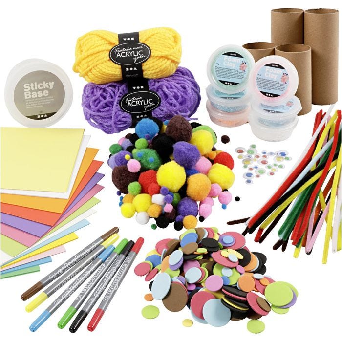 Kreativsets für Figuren aus Pappröhren, Fröhliche Farben, 1 Set