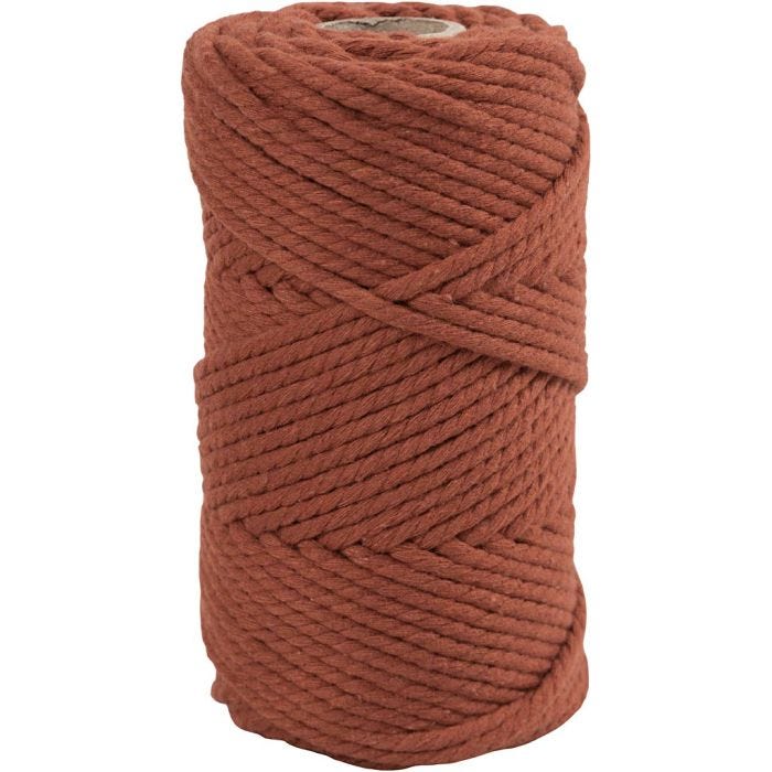 Macramé-Kordel, L 55 M, D 4 mm, Orange gebrannt, 330 g/ 1 Rolle