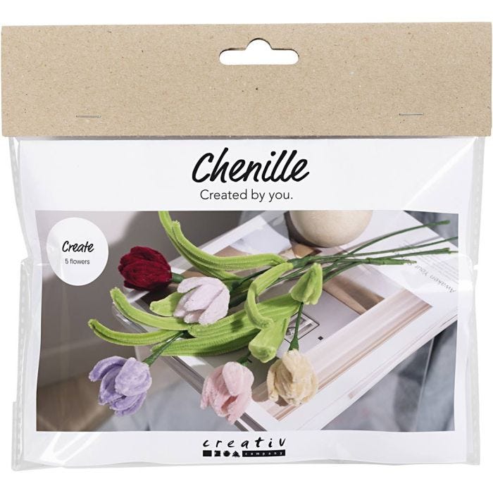 Mini Kreativ Set Blumen aus Pfeifenreiniger, Tulpen, Sortierte Farben, 1 Pck