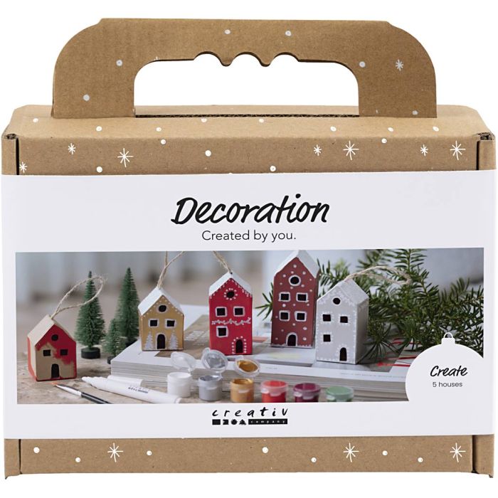 Mini Kreativ Set Dekoration, Häuser, Weihnachtsfarben, 1 Pck