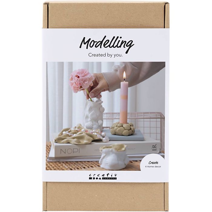 Kreativ Set Modellieren, Vasen und Kerzenhalter, Beige, Elfenbein, Naturweiß, 1 Pck