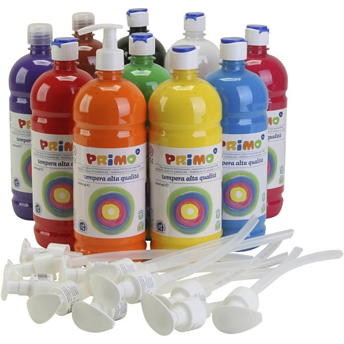Temperafarbe Matt, Matt, Sortierte Farben, 10x1000 ml/ 1 Pck