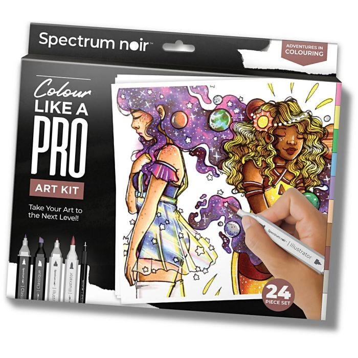 Kreativ Set Illustration, Abenteuerliche Ausmalbilder, Sortierte Farben, 1 Pck