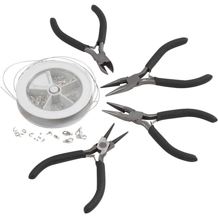 Kreativ Set Schmuck mit Werkzeug, Versilbert, 1 Set