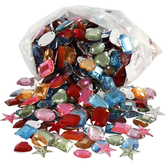 Strasssteine, Größe 10-17 mm, Sortierte Farben, 210 g/ 1 Pck