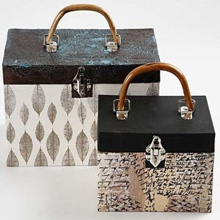 Köfferchen mit Decoupage und Crackling-Effekt