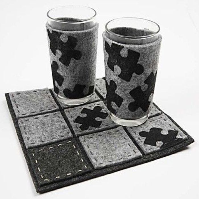 Glashalter und Untersetzer aus Filz
