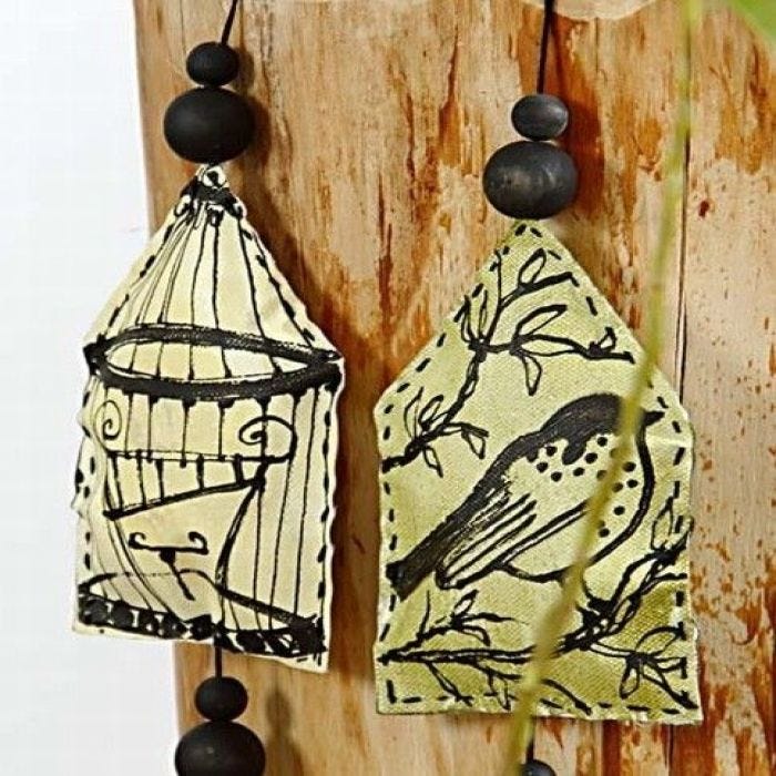 Vogelkäfig auf Leinwand