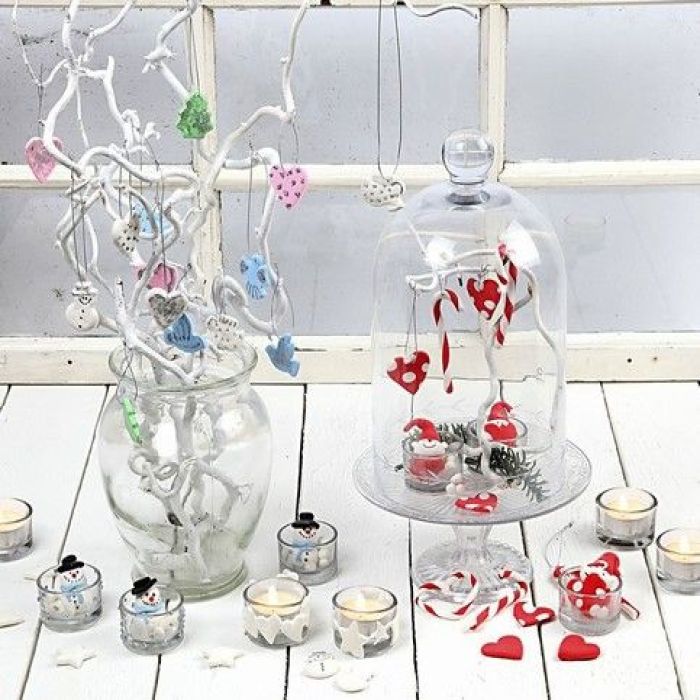 Hängedekorationen aus Silk Clay