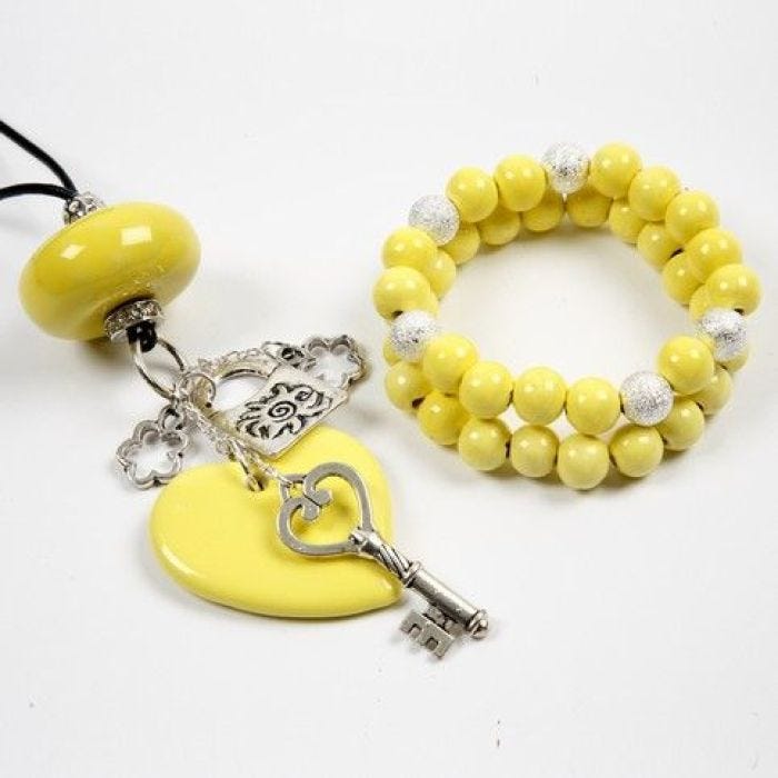 Halskette und Armband mit Keramikperlen