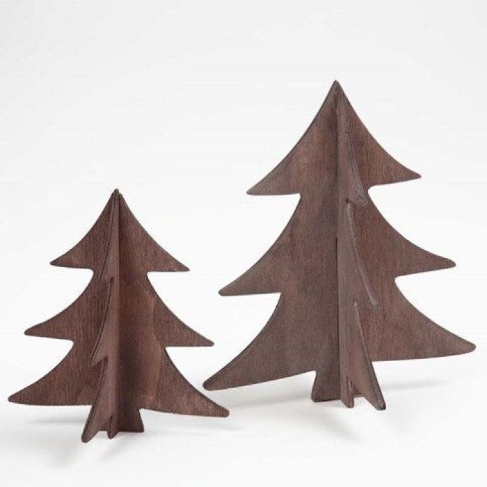 Bemalte 3D Weihnachtsbäume aus Holz