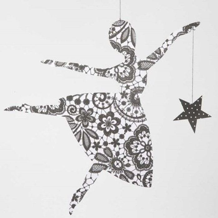 Ballerina mit Stern aus Design-Papier "Paris"