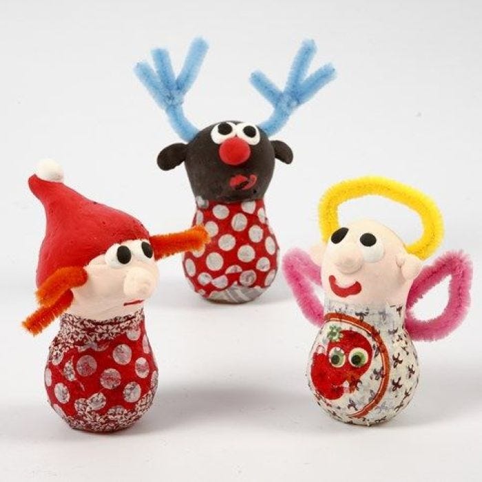 Weihnachtsfiguren aus Glühbirnen, Silk Clay und Chenille