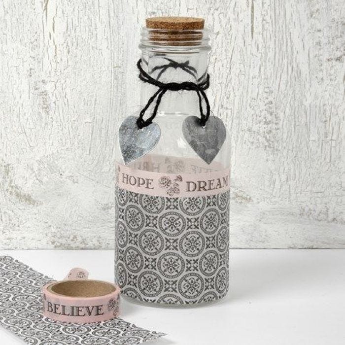 Glasflasche mit Decoupage und Schmuck aus der Designserie, Paris