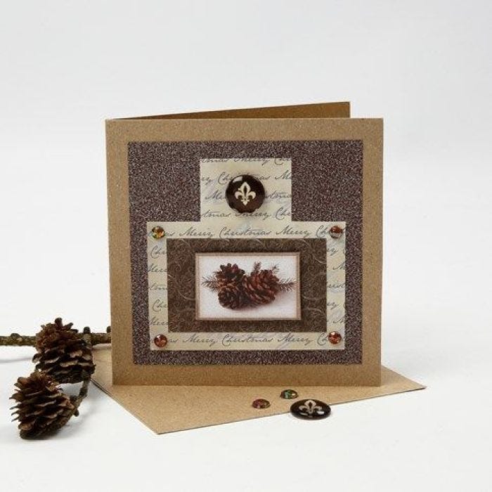 Weihnachtskarte mit Glitzerfolie, Design-Papier und Cabochon