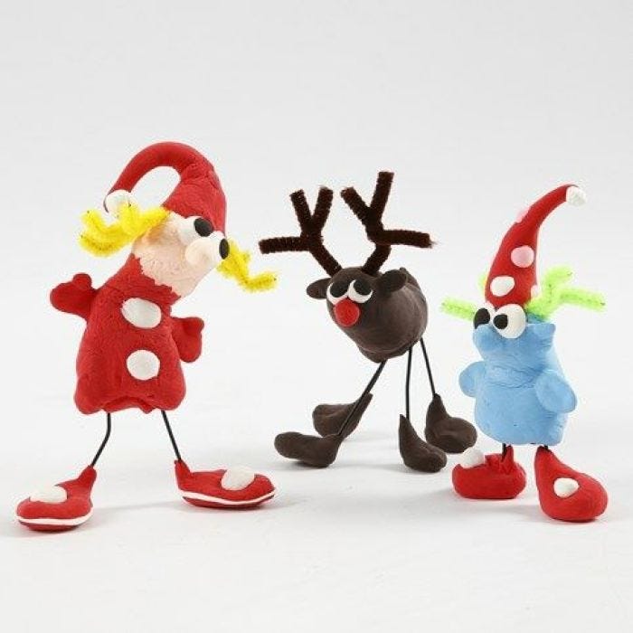 Weihnachtsfiguren aus Silk Clay, Steckdraht und Pfeifenreiniger