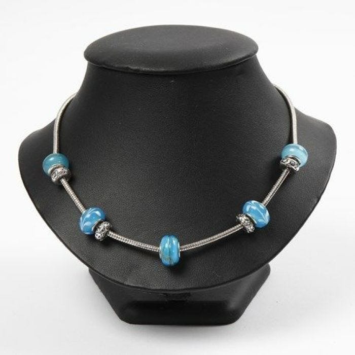 Gliederkette mit Glas- und Metallperlen