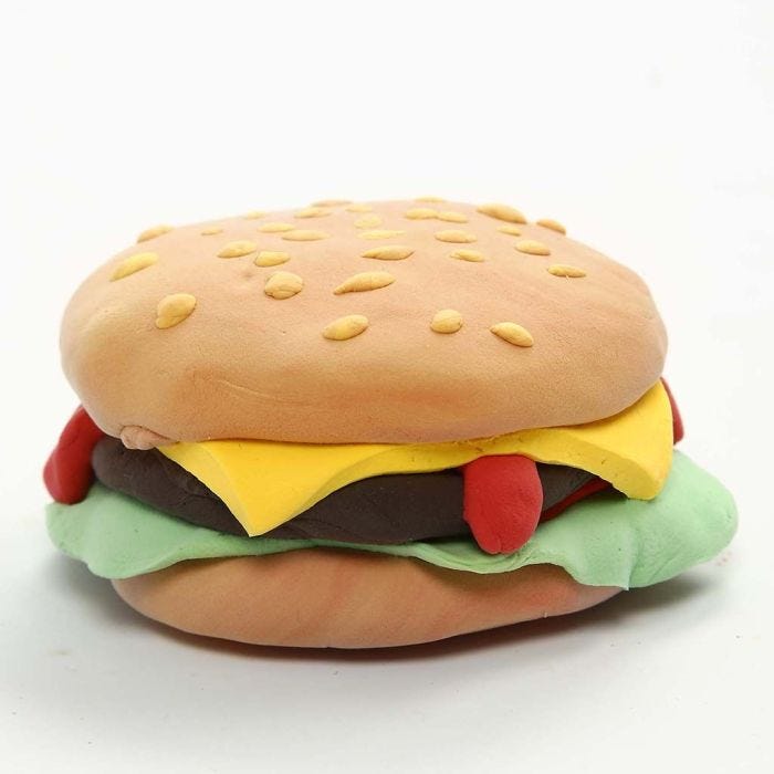 Magnet in Burger-Form aus Silk Clay