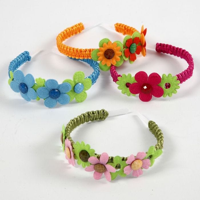 Haarreifen mit Filzblumen und Cabochons