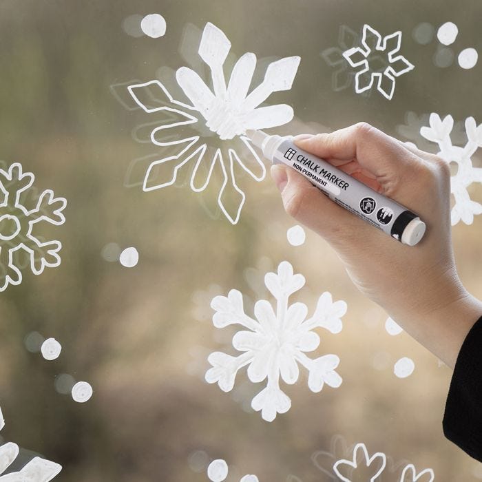 Schneeflockenfenster - Deko mit dem Kreidemarker