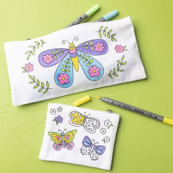 Mäppchen und Münztasche mit Schmetterlingen