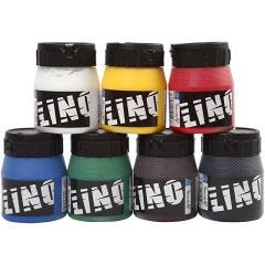 Linoldruckfarbe, Sortierte Farben, 7x250 ml/ 1 Pck