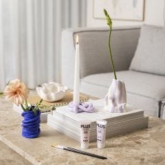 Kerzenhalter, Schale und Vasen aus selbsthärtendem Ton
