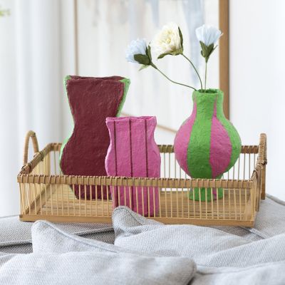 Farbenfrohe Vasen aus Pappmachee-Pulpe