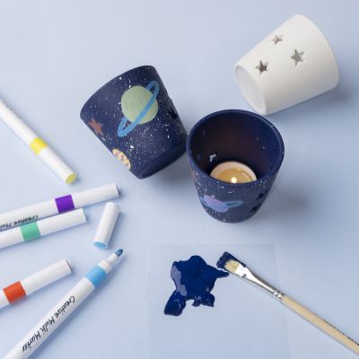 Teelichthalter mit Sternen und Planeten