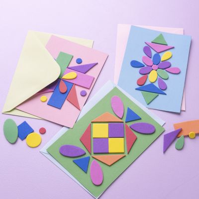 Bunte Karten mit Zen-Design aus Moosgummi