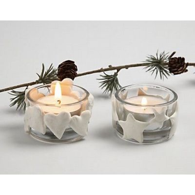Weihnachtliche Teelichthalter mit Silk Clay