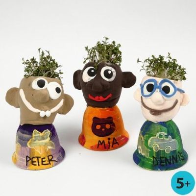 K&ouml;pfe aus Silk Clay, modelliert auf Glocken