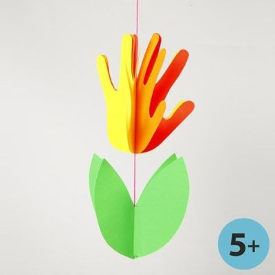 Blume aus Handabdr&uuml;cken in Neonfarben