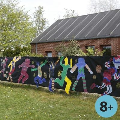 Banner mit  "K&ouml;rper-Silhouetten" auf Stoff-Imitat