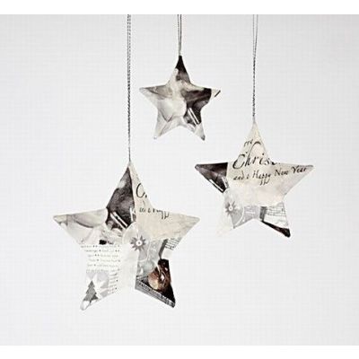 Sterne mit Servietten-Decoupage