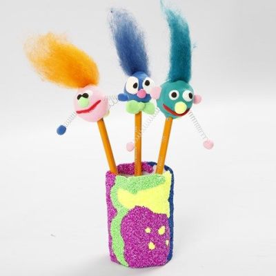 Bleistifte mit lustigem Kopf aus Silk Clay