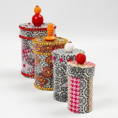 Pappmaché-Schachteln mit Decoupage