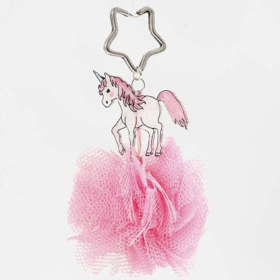 Schlüsselanhänger mit Einhorn und Tüll-Pompon