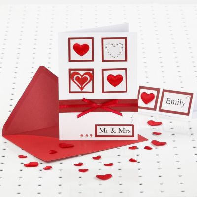 Hochzeitseinladung in Rot/Weiß mit Strass