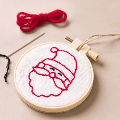 Stickrahmen mit aufgesticktem Weihnachtsmann