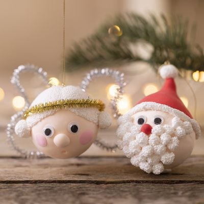 Weihnachtsmann und Engel aus Silk Clay® und Foam Clay®