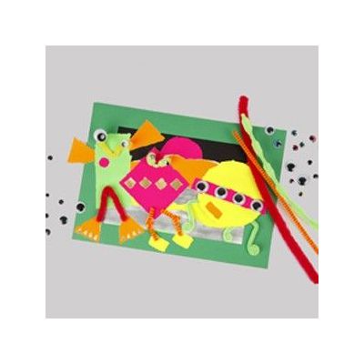 Ein Bild mit gerissenen Stücken aus Neonpapier