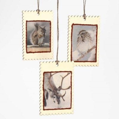 Kleine Holzhängeschildchen mit Decoupage-Papier