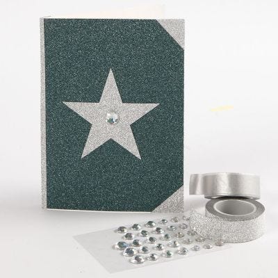 Glitzernde Doppelkarte mit Deko aus glitzerndem Design-Papier