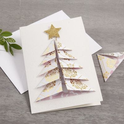 Weihnachtskarte mit 3D-Weihnachtsbaum aus Design-Papier von Vivi Gade