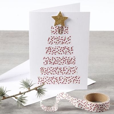 Weihnachtskarte mit Weihnachtsbaum aus Motiv-Klebeband