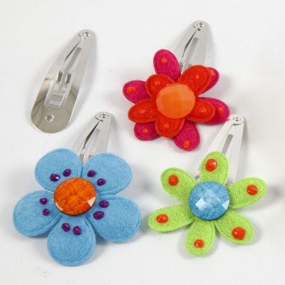 Haarclip mit Filzblume und Cabochon