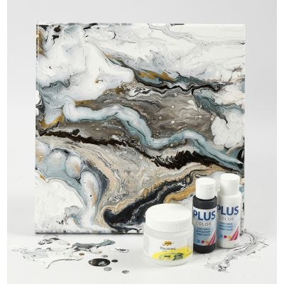 "Fluid Art" auf Leinwand - gestaltet mit Bastelfabe und Pouring Fluid