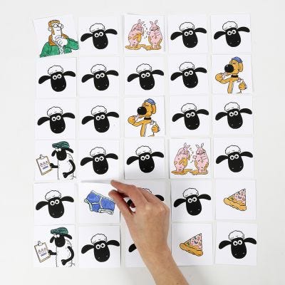 Shaun das Schaf Memory-Spielkärtchen zum Ausmalen mit Filzstiften