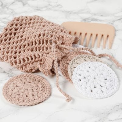 Gehäkelte Waschpads mit Padbeutel zum Aufbewahren